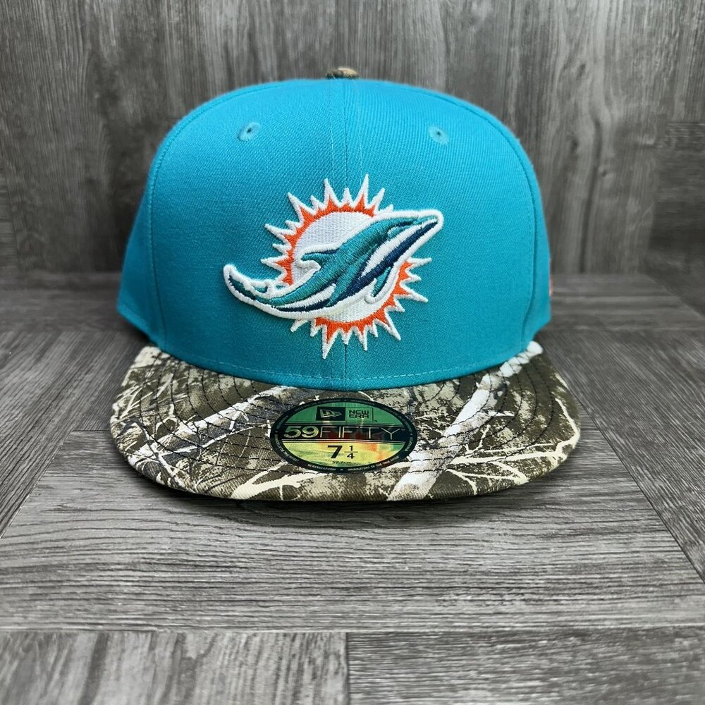 New Era Miami Dolphins Aqua Active Two Tone Camo 59Fifty Fitted Hat 7 1/4